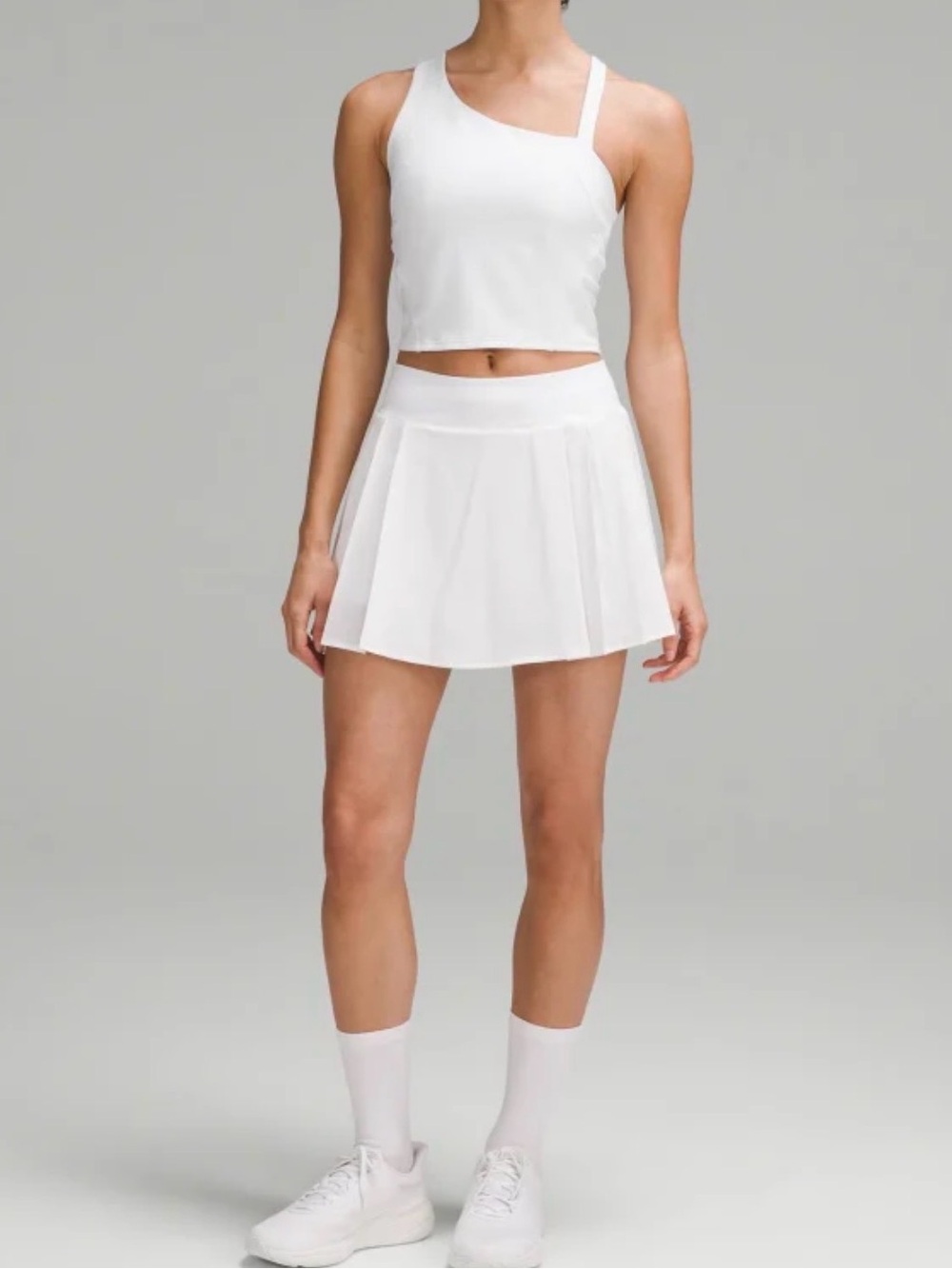 Lululemon Everlux Asymmetrical Tennis White Tank Top Sz 4
